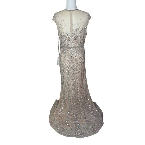 NWT MAC DUGGAL Embellished Illusion High Neck Cap Sleeve Gown 5619 size 10 - Picture 10 of 15